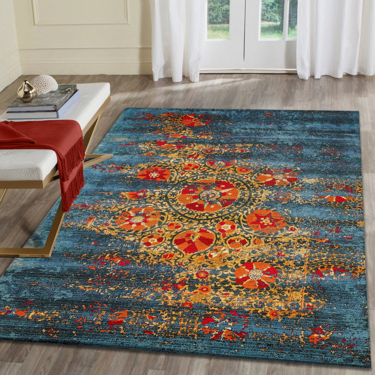 Lark Manor Kowalczyk Oriental Flatweave Blue Area Rug & Reviews Wayfair